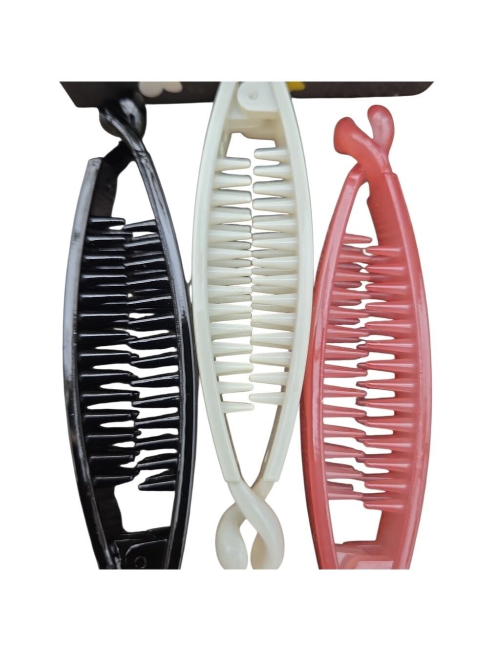 Set of Three Hair Combs CLIPS in Black, White, and Pink - Picture 2 of 6